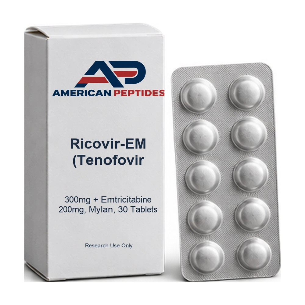 Ricovir-EM (Tenofovir 300mg + Emtricitabine 200mg, Mylan, 30 Tablets) — American Peptides