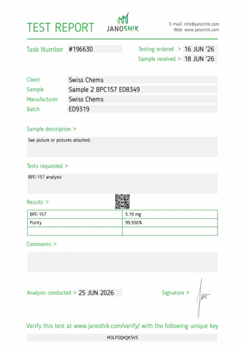 BPC-157 with Arginine Salt lab report