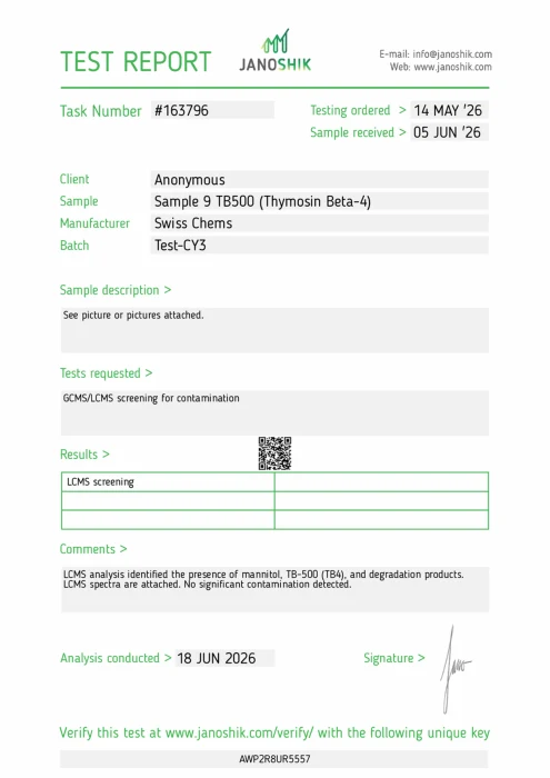 TB-500 (Thymosin Beta-4) lab report